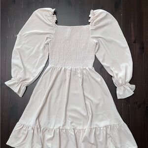 Charming Cream Kids Dress with Long Sleeves